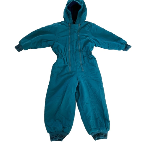 Vintage 90’s Lands’ End One Piece Snow Suit Hood Kid’s S (4T/4) Insulated - Picture 1 of 12